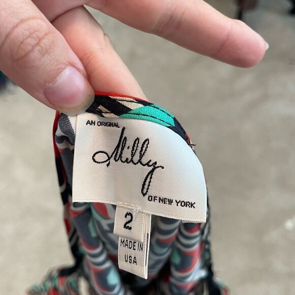 Milly Of New York Geometric Collar Neck Top - Picture 3 of 3